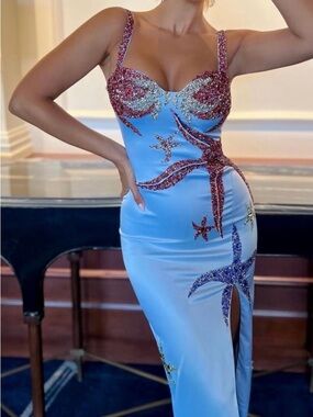 Blue Sequin Mermaid Bodycon Dress